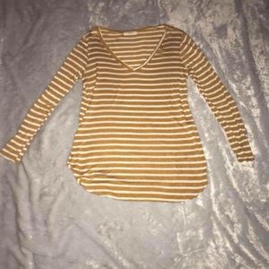 Mustard and white striped long sleeve SM NWOT